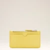 Porte-cartes Ami de Coeur en cuir de vachette jaune avec fermeture à glissière