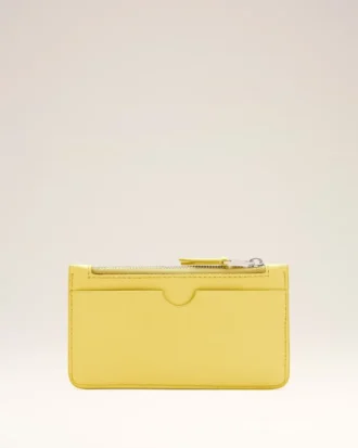 Porte-cartes Ami de Coeur en cuir de vachette jaune avec fermeture à glissière