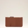 Porte-cartes Ami de Coeur en cuir de vachette marron avec fermeture éclair