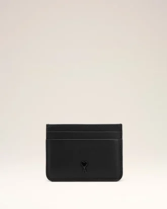 Porte-cartes Ami de Coeur en cuir de vachette noir