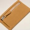 Porte-cartes à fermeture éclair Carrousel en cuir de vachette jaune