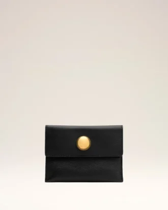 Porte-cartes plié Carrousel en cuir de vache noir