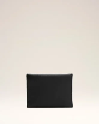 Porte-cartes plié Carrousel en cuir de vache noir