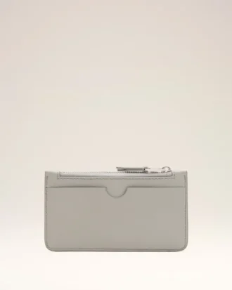 Porte-cartes zippé Ami de Coeur en cuir de vachette gris