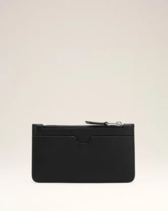 Porte-cartes zippé Ami de Coeur en cuir de vachette noir