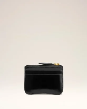 Porte-cartes zippé Paris Paris en cuir de vache noir