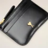 Porte-cartes zippé Paris Paris en cuir de vache noir