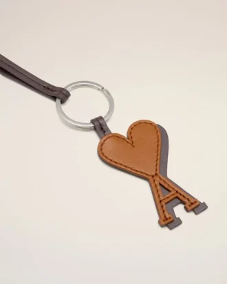 Porte-clés Ami de Coeur en cuir marron
