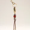 Porte-clés Ami de Coeur en cuir marron et métal avec perles