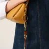 Porte-clés Ami de Coeur en cuir marron et métal avec perles