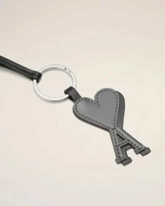 Porte-clés Ami de Coeur en cuir noir