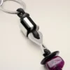 Porte-clés Ami de Coeur Perles en cuir noir et métal