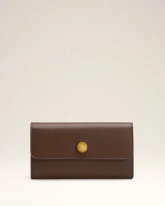 Portefeuille Carrousel Continental en cuir lisse marron