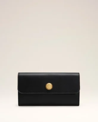 Portefeuille Carrousel Continental en cuir lisse noir