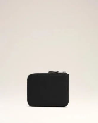 Portefeuille compact Ami de Coeur en cuir de vachette noir