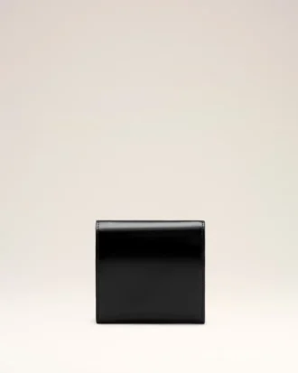 Portefeuille compact Paris Paris en cuir de vache noir
