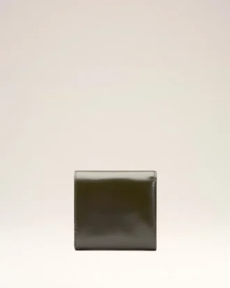 Portefeuille compact Paris Paris en cuir de vachette vert