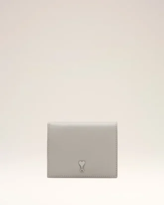 Portefeuille à deux volets Ami de Coeur en cuir de vachette gris