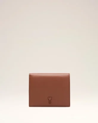 Portefeuille à deux volets Ami de Coeur en cuir de vachette marron