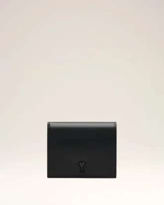 Portefeuille à deux volets Ami de Coeur en cuir de vachette noir