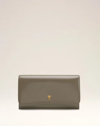 Portefeuille Paris Paris Continental en cuir verni gris