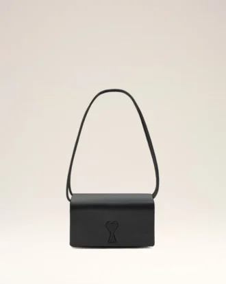Portefeuille Voulez-Vous en cuir de vachette noir avec lanière