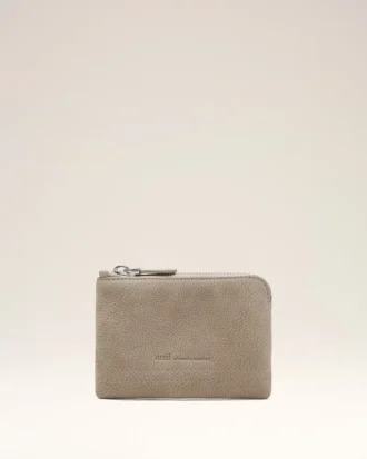 Portefeuille zippé Carrousel en cuir de vache gris