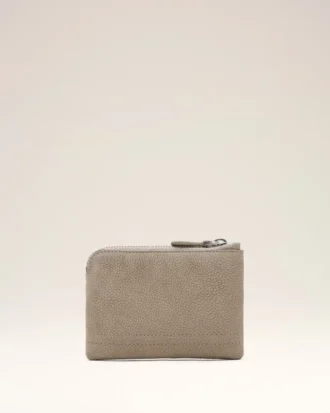 Portefeuille zippé Carrousel en cuir de vache gris