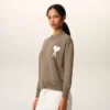 Pull Ami de Coeur à col rond en laine et coton beige
