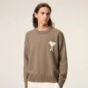 Pull Ami de Coeur à col rond en laine et coton beige