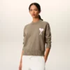 Pull Ami de Coeur à col rond en laine et coton beige