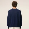 Pull Ami de Coeur à col rond en laine et coton bleu