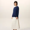 Pull Ami de Coeur à col rond en laine fine bleue