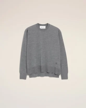 Pull Ami de Coeur à col rond en laine fine grise