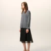 Pull Ami de Coeur à col rond en laine fine grise
