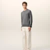 Pull Ami de Coeur à col rond en laine fine grise