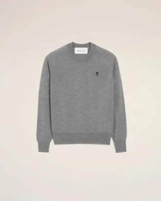 Pull Ami de Coeur à col rond en laine grise