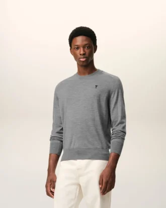 Pull Ami de Coeur à col rond en laine grise