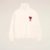 Pull à col cheminée en laine naturelle avec motif Ami de Coeur contrasté