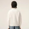 Pull à col cheminée en laine naturelle avec motif Ami de Coeur contrasté
