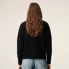 Pull à col cheminée en laine noire avec motif « Ami de Coeur » contrasté