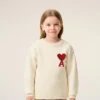 Pull à col rond Ami de Coeur en laine blanche