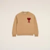 Pull à col rond Ami de Coeur en laine marron