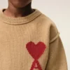 Pull à col rond Ami de Coeur en laine marron