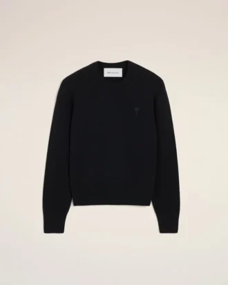 Pull à col rond Ami de Coeur en laine noire