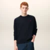 Pull à col rond en laine bleue avec motif Ami de Coeur contrasté