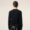 Pull à col rond en laine bleue avec motif Ami de Coeur contrasté