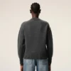 Pull à col rond en laine grise avec motif Ami de Coeur contrasté