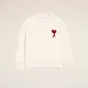 Pull à col rond en laine naturelle avec motif Ami de Coeur contrasté