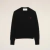 Pull à col rond en laine noire avec motif Ami de Coeur contrasté